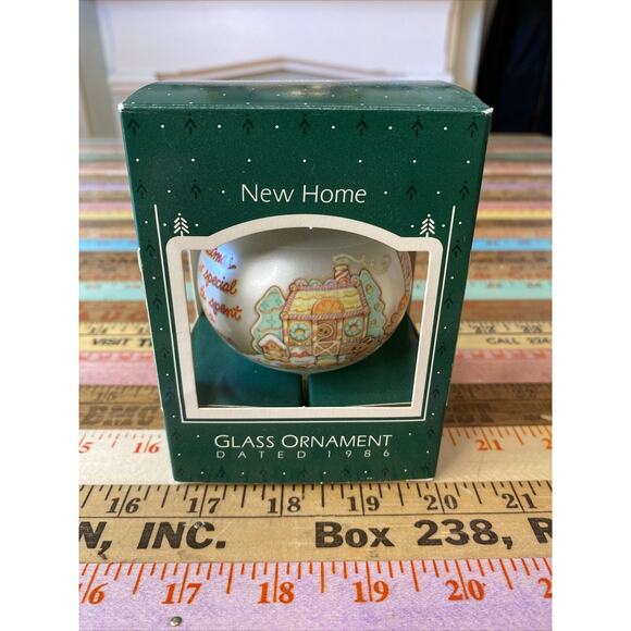 Vintage Hallmark Christmas Keep Ornament 1986 NEW Home Glass Teardrop OG Box - Picture 1 of 9